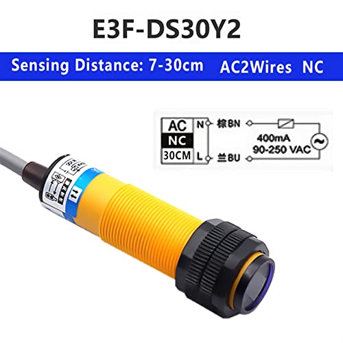 Détecteur infrarouge E3F-DS30Y2 à portée ajustable 7-30 cm pour commande AC NC précise