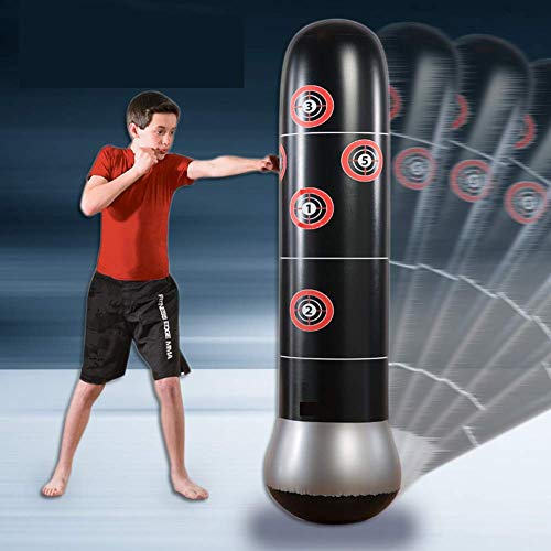 Fitness Punching Bag Inflatable Punching Bag Freestanding Kicking Bag De-Stress Boxing Target Bag for Childrens Adult 160CM+ Foot Pump - Thumbnail 6