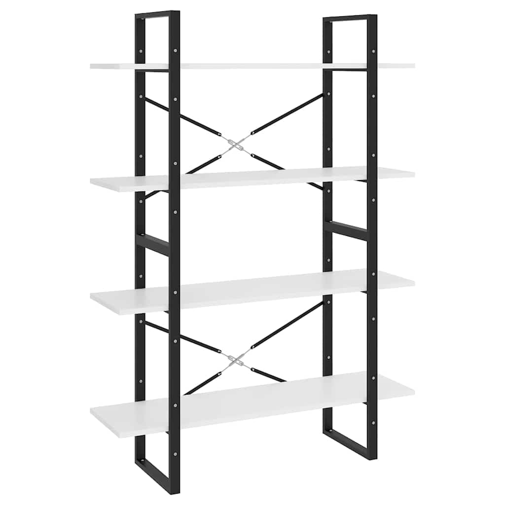 Libreria a 4 scomparti, bianco, 100 x 30 x 140 cm, in legno e