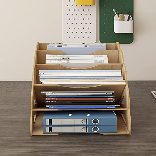 PUNCIA Dokumentenablage A4 Briefablage Ablagefächer Holz Schreibtisch Datei Organizer Papierablage Aktenaufbewahrung Ablagesystem Dokumentenhalter Ordner für Büro Arbeitszimmer Schule Office