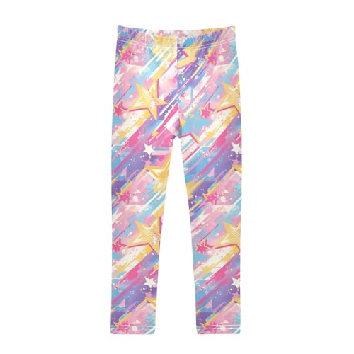 KLL Spray Paint Rock Star Toddler Girls' Cotton Pants Stretch High Waisted Workout Pants Exercise