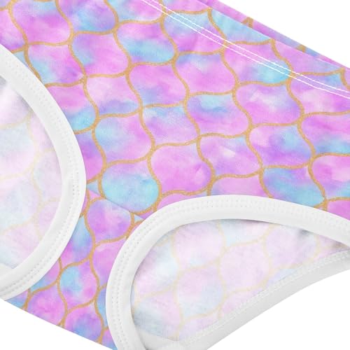 Joisal Watercolor Mermaid Scales Pink Cute Panties Girl Girls Underwear Toddlers Cotton Cartoon Kids Briefs Undies 2t4