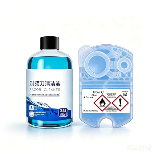 Compatible avec Rasoirs Braun Series 3/5/6/7/8/9/CT, Recharge Nettoyante & Renouvelante 300ml + 170ml, Lubrifie les Lames, Élimine Résidus & Huiles, Parfum...