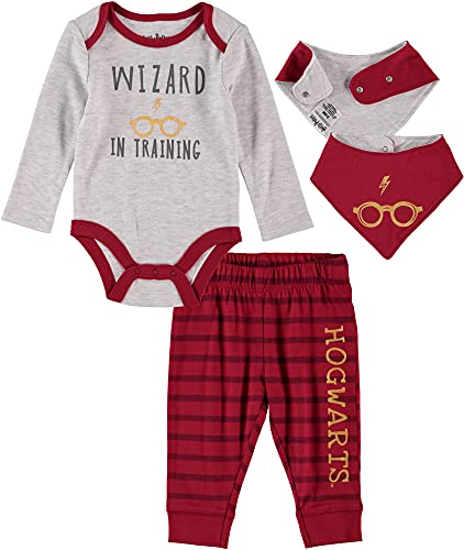 Image of Harry Potter Infant Baby Girls One Piece Bodysuit with Pull-on Pant and Matching Accessory Set