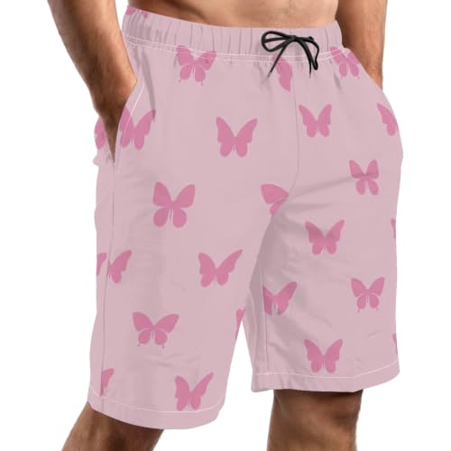 Bañador de hombre con bolsillos y estampado de mariposas moradas talla L