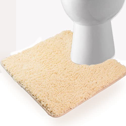 トイレマット トイレ足元マット ふわふわ/洗える トイレまっと 北欧 トイレ 敷物 おしゃれ ト イレカーペット 吸水速乾 滑り止めといれまっと 無地 トイレ用マット 60×50cm (ベージュ)