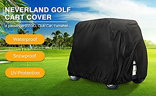 Golf Cart Cover 4 Passenger Heavy Duty, 420D Waterproof Golf Cart Covers Extended Roof For Ez Go Club Car Yamaha Golf Carts, Outdoor Sunproof Dustproof 4 Seat Club Car Cover (Up To 112 Inch) #TOP6