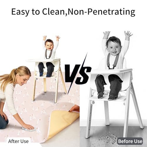 Image of Non-Slip Baby Splat Mat for Under High Chair(Goose, 43 inchx 43 inch) | Waterproof & Mess-Proof High Chair Mat for Baby Mealtime or Art, Machine Washable,Playtime Mat for Kids,Floors or Tables