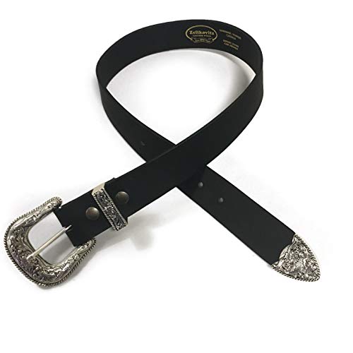 Zelikovitz Black 1.5" Western Buffalo Leather Belt - Handmade in Canada2