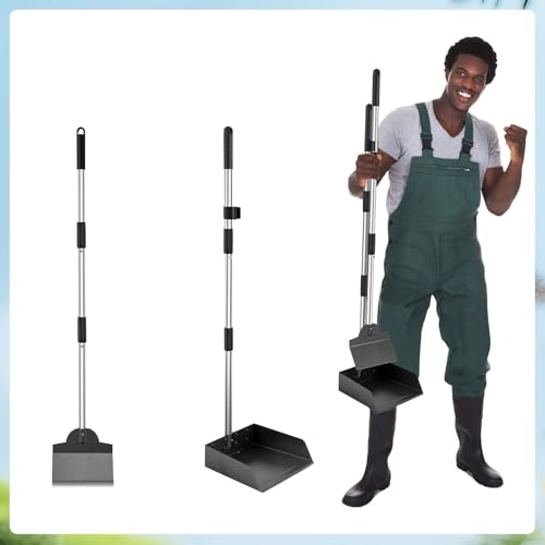 Image of Dog Pooper Scooper, Metal Tray & Spade Set, Tray & Spade, Meduim | No-bend Pickup,Easy Rinse,Tool-free Setup,6.5x6.7x2.5in Tray,5.1x3.3in Spade