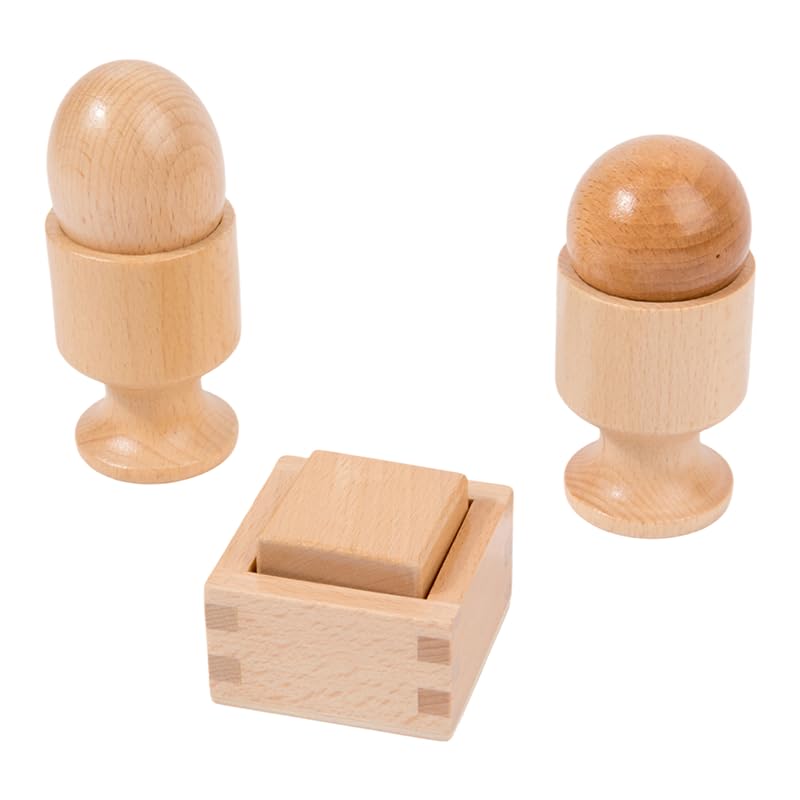 Image of Adena Montessori Inspired 3D Object Fitting Exercise,3D Object Fitting Exercise Egg Ball with Cup Cube with Box,Wooden Toys for Fine Motor Skills - 6-12 Months Early Educational Material Baby Toy Set