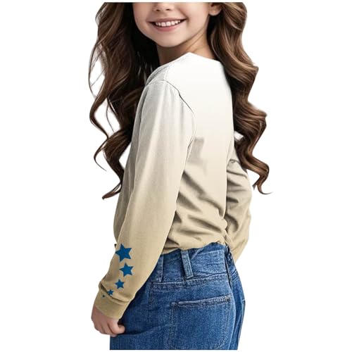 Girls Star Print Shirts Long Sleeve T-Shirts Gradient Graphic Tees Tops Fall Casual Cotton Tshirts2