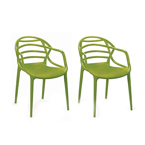 Image of Cello Atria Chair Set Pack of 2 - Green | Strong and Durable | Easy to Clean | Chair for Living Room, Bed Room, Kitchen, Office Room, Outdoor | 3 Years Warranty