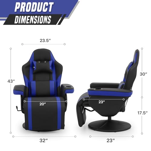 Gaming-Recliner-Video-Game-Chair-Single-Sofa-Chair-Leather-Recliner-Chair-with-Cup-Holder-Lumbar-Support-Adjustable-Footrest-Padded-Cushion-Backrest-Gaming-Couch-for-Adults Gaming Recliner Video Game Chair Single Sofa Chair Leather Recliner Chair with Cup Holder Lumbar Support Adjustable Footrest Padded Cushion Backrest Gaming Couch for Adults