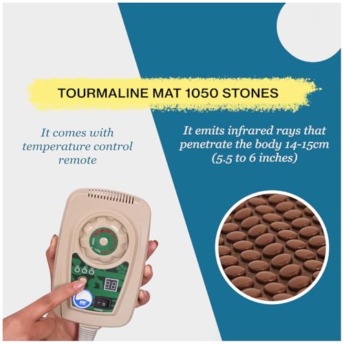Image of AROGYA 1050 Tourmaline Stone Heating Mat For Back Pain Relief & Muscle Relaxation Far Infrared Heating Mattress Improve Circulation Ems Full Body Massage Therapy Use For Home, Office Clinic