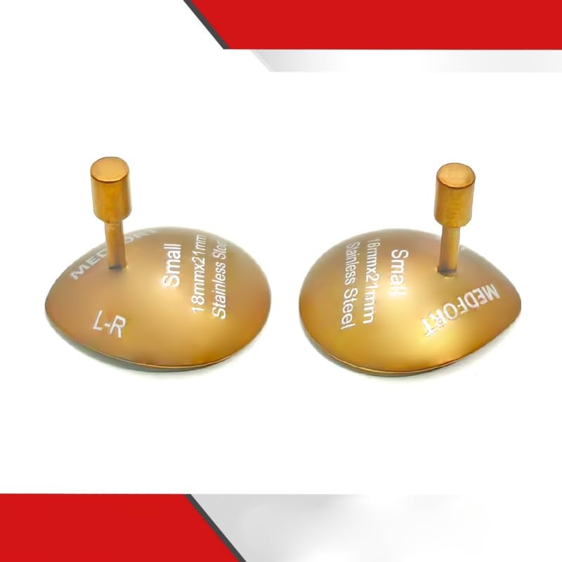 Corneal Eye Shield Protector, Stainless Steel, 18mm x 21mm Small, Gold, 2-Piece Set, Model II