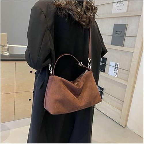 Image of Brown Suede Handbag - Women's Suede Tote & Hobo Bags