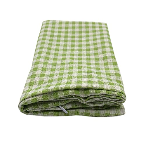 ギンガムチェック ?麻 クッションカバー 日式 座布団カバー リンネット 抱き枕カバー (60x60cm, グリーン)