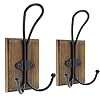 Wall hooks for hanging 2 pack farmhouse towel hooks for bathrooms wall mounted heavy duty rustic decorative wood coat hooks hanging keys robe hat for bedroom kitchenweathered brown  urban country home decor