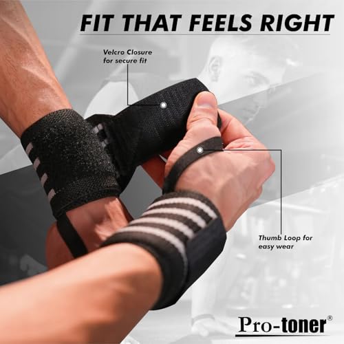 Image of Pro-toner Multipurpose Wrist Support Strap, Adjustable Weightlifting Wrist Wrap for Gym Training (Black grey)