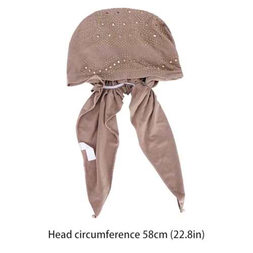 Rhinestone Turban Hats for Women Stretch Muslim Beanies Bandana Hijab Headwrap Cap Beanies Headwear Headscarf3