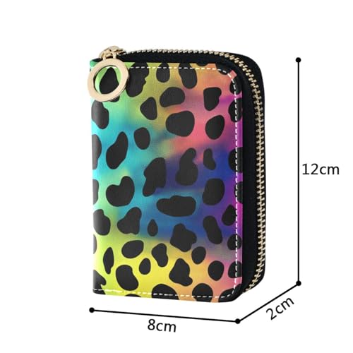 Color Leopard Print Zipper Card Case Wallet for Women Single-Side Print PU Leather RFID Blocking 11 Compartments, Travel-Ready Ideal for Bags Clutches & Daily Commute4