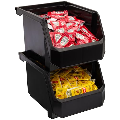 Image of ReadySpace Plastic Containers for Organizing and Storage Bins for Drawers, Desks, Office Organization, and Garage, Stackable Bins, Medium-Tall (7 inch x 11 inch x 8 inch), 4-Pack, Black