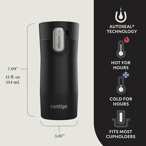 Image of Contigo AUTOSEAL West Loop Vacuum-Insulated Stainless Steel Travel Mug with Easy-Clean Lid, 12oz, Matte Black