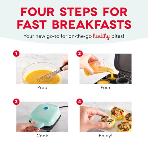 Image of Dash Deluxe Egg Bite Maker - Electric Egg Bite Maker for Healthy Protein Snacks - Quick Cleanup, Space-Saving Design & Non-Slip Feet - 4 Servings, Aqua