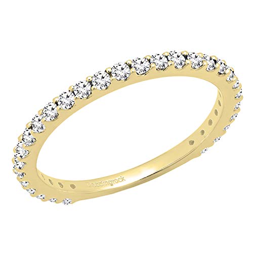 Dazzlingrock Collection Round Diamond or Gemstone Eternity Stackable Wedding Band for Women, Available in 10K/14K/18K Solid Gold