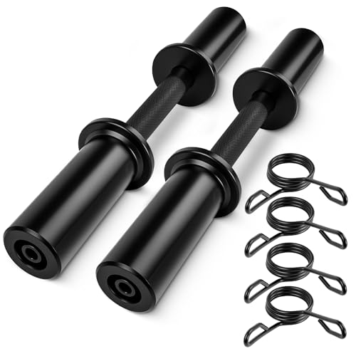 NouraVita Mancuernas olímpicas de 16 pulgadas, juego de barras de mancuernas cargables para discos estándar de 2 pulgadas con 2 pares de collares de resorte para entrenamiento de fuerza en el gimnasio