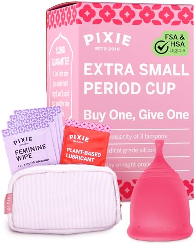 Pixie Soft Menstrual Cup - Ranked 1 for Most Comfortable Reusable Period Cup - Buy One We Give One - Includes Ebook Guide, Cleaning Wipes, Lube, & Storage Bag - Tampon and Pad Alternative