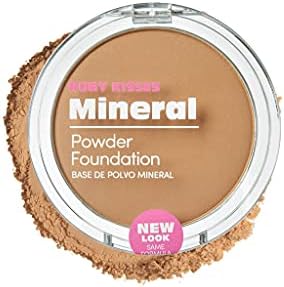 Ruby Kisses Mineral Pressed Powder Foundation, Medium to Full Coverage Natural Finish 0.35 Ounce (Rich Beige)