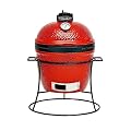 Kamado Joe KJ13RH Joe Jr. 13.5 inch Portable Charcoal Grill with Cast Iron Cart and Heat Deflectors, Blaze Red
