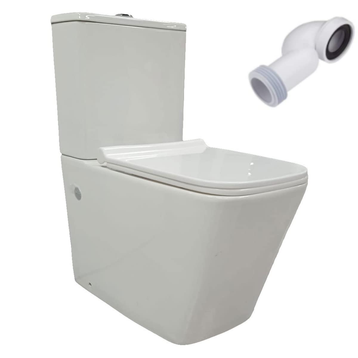 Pack Wc Inodoro Completo Cerámico Blanco Fondo Reducido Rimless y Tapa Extrafina Caída Amortiguada + Bidet a Suelo de Baño Moderno - Sin tapa y Fácil Limpieza ADRA (Pack Wc + Bidet)