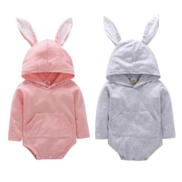 Amazon.co.jp: ベビー服 子ども服 80 灰色 ウサギ ロンパース うさ耳 