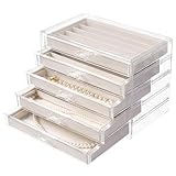 Yoobao Acrylic Necklace Jewelry Box with 5 Drawers, Removable Trays, Clear Large Jewelry Organizers and storage for Earrings Rings Bracelets, 5 Layer Makeup Organizer Display Case for Women Girls