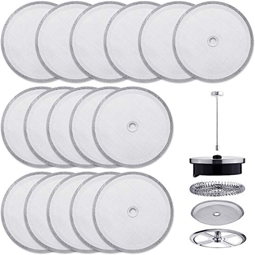 16 Stück Französische Presse Ersatzfilter Mesh Filter Ersatz 4 Zoll Edelstahl Ersatzsieb für 1000ml 34oz 8 Tassen French Press Kaffeemaschinen