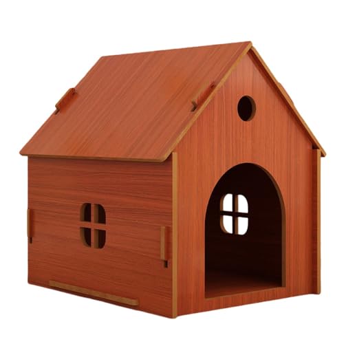 Diexgiy シンプルな犬小屋四季ユニバーサルハウス型小型犬小屋猫小屋屋外厚手犬ケージ猫ケージ (チーク色,S:長さ40 幅39 高さ45cm)