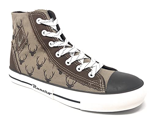 Preisvergleich Produktbild RUNERO Trachtensneaker High Top Sneaker Freizeitschuhe Trachtenschuhe (Braun (Khaki), Numeric_42)