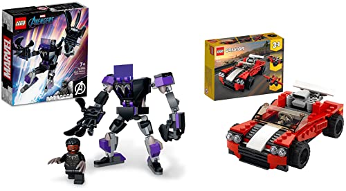 Image of LEGO Marvel Black Panther Mech Armour 76204 Building Kit+Sports Car-(Set of 2Toys)