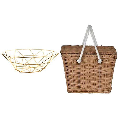 Picnic basket Beautiful camping 1 Pcs 14.5X27X8Cm Table Storage Basket Modern Minimalist & 1 Pcs 23 X 15 X 15Cm Woven Portable Picnic Basket Picnicware