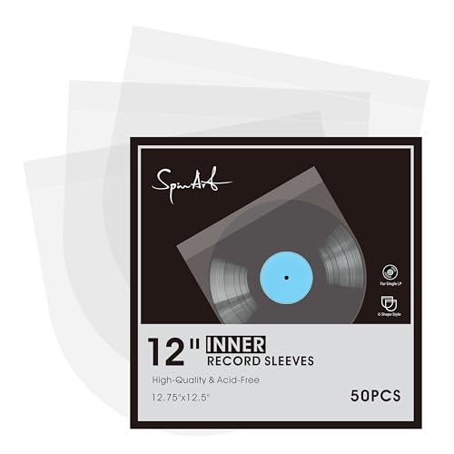 SpinArt 50PCS Vinyl Record Inner Sleeves, 12