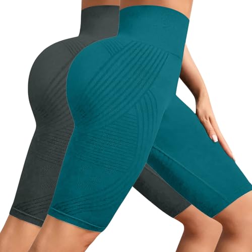 Legging short anti-cellulite taille haute opaque noir vert XXL lot de 2