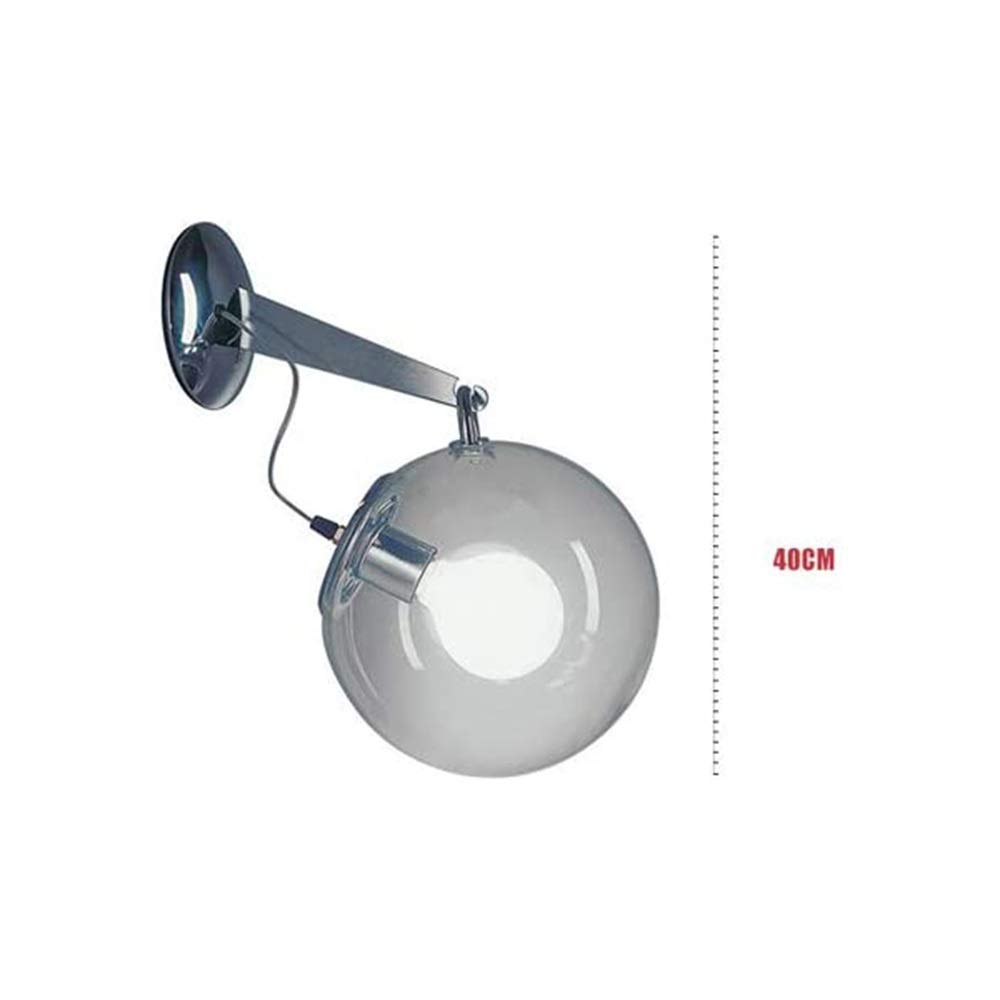 Parete In Ferro Art Hardware Acciaio In Carbonio E27 Con Paralume In Vetro Trasparente VETRO SINGOLO GLASS Sfera Di Vetro Lampada Da Parete Lampada Da Parete Comodino Camera Da Letto Camera Da