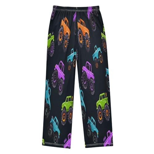 Cartoon Monster Trucks Vibrant Color Lounge Pajama Pants Soft PJ Bottoms for Sleepwear Ages 6-14 Years2