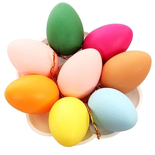 KOMBIUDA 12Pcs Simulation with Lanyard Graffiti Chicken Eggs for DIY Crafts and Decorative Ornaments Fun for Easter Egg Hunt and Playtime