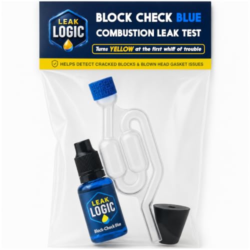 Block Check Blue Head Gasket Test Kit - Combustion Leak Detector & Engine Block Tester - CO2 Coolant Exhaust Gas Sniff Test for Cylinder Car Motorcycle Petrol & Diesel (Fluid Included 15 Tests)