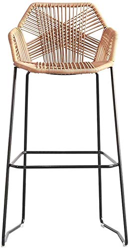 YLSP Household Outdoor Terrace Bar Stool Rattan Wicker Chair With Ottoman Outdoor Terrace Balcony Yard (size: Seat Height 58cm) (Size : Seat Height 75cm)