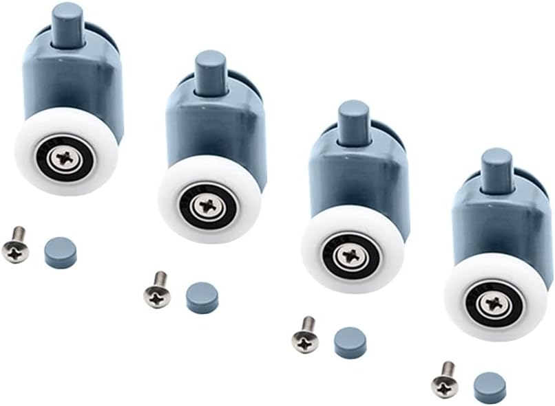 Double Upper Single Down Chromed Wheel Sliding Door Bearing Rollers Hardware for Shower Cabin (Color : DW-112-8PCS, Size : 25mm) (Dw 112)